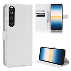 Funda de Cuero Cartera con Soporte Carcasa BY1 para Sony Xperia 1 III Blanco