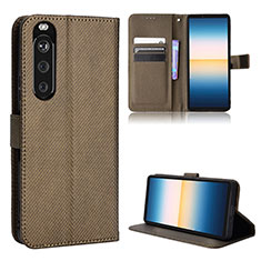 Funda de Cuero Cartera con Soporte Carcasa BY1 para Sony Xperia 1 III Marron