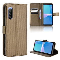 Funda de Cuero Cartera con Soporte Carcasa BY1 para Sony Xperia 10 III Marron