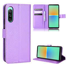 Funda de Cuero Cartera con Soporte Carcasa BY1 para Sony Xperia 10 IV Morado