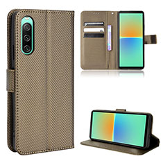 Funda de Cuero Cartera con Soporte Carcasa BY1 para Sony Xperia 10 IV SO-52C Marron