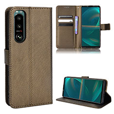 Funda de Cuero Cartera con Soporte Carcasa BY1 para Sony Xperia 5 III Marron