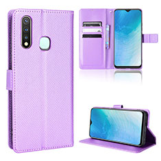 Funda de Cuero Cartera con Soporte Carcasa BY1 para Vivo iQOO U3 4G Morado