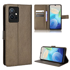 Funda de Cuero Cartera con Soporte Carcasa BY1 para Vivo iQOO Z6 5G Marron