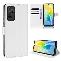 Funda de Cuero Cartera con Soporte Carcasa BY1 para Vivo V23e Blanco