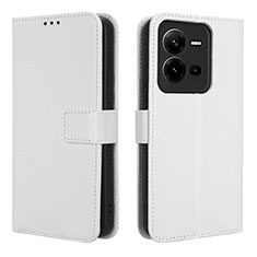 Funda de Cuero Cartera con Soporte Carcasa BY1 para Vivo V25e Blanco