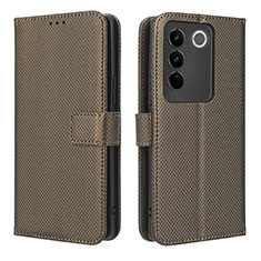 Funda de Cuero Cartera con Soporte Carcasa BY1 para Vivo V27 Pro 5G Marron