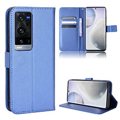 Funda de Cuero Cartera con Soporte Carcasa BY1 para Vivo X60 Pro+ Plus 5G Azul