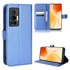 Funda de Cuero Cartera con Soporte Carcasa BY1 para Vivo X70 Pro 5G Azul