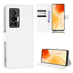 Funda de Cuero Cartera con Soporte Carcasa BY1 para Vivo X70 Pro 5G Blanco