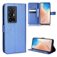 Funda de Cuero Cartera con Soporte Carcasa BY1 para Vivo X70 Pro+ Plus 5G Azul