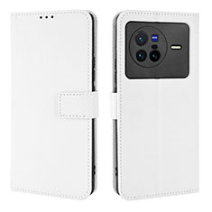 Funda de Cuero Cartera con Soporte Carcasa BY1 para Vivo X80 5G Blanco