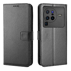 Funda de Cuero Cartera con Soporte Carcasa BY1 para Vivo X80 Pro 5G Negro