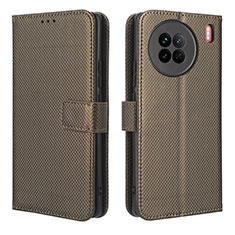 Funda de Cuero Cartera con Soporte Carcasa BY1 para Vivo X90 5G Marron