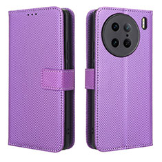 Funda de Cuero Cartera con Soporte Carcasa BY1 para Vivo X90 Pro 5G Morado