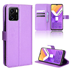 Funda de Cuero Cartera con Soporte Carcasa BY1 para Vivo Y01A Morado