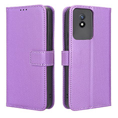 Funda de Cuero Cartera con Soporte Carcasa BY1 para Vivo Y02 Morado