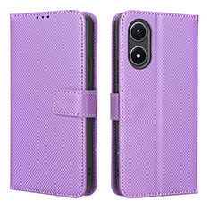 Funda de Cuero Cartera con Soporte Carcasa BY1 para Vivo Y02S Morado