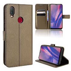 Funda de Cuero Cartera con Soporte Carcasa BY1 para Vivo Y12 Marron