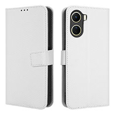 Funda de Cuero Cartera con Soporte Carcasa BY1 para Vivo Y16 Blanco