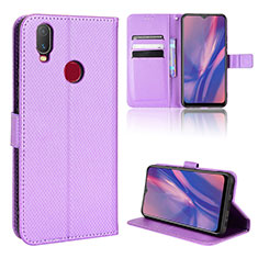 Funda de Cuero Cartera con Soporte Carcasa BY1 para Vivo Y17 Morado