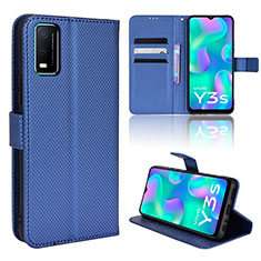 Funda de Cuero Cartera con Soporte Carcasa BY1 para Vivo Y3s (2021) Azul