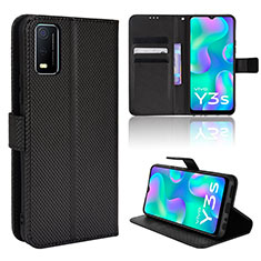 Funda de Cuero Cartera con Soporte Carcasa BY1 para Vivo Y3s (2021) Negro