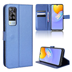 Funda de Cuero Cartera con Soporte Carcasa BY1 para Vivo Y51A Azul