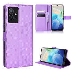 Funda de Cuero Cartera con Soporte Carcasa BY1 para Vivo Y52t 5G Morado