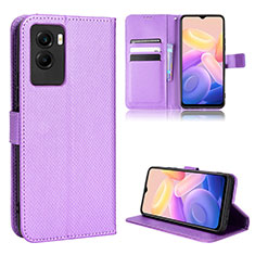 Funda de Cuero Cartera con Soporte Carcasa BY1 para Vivo Y55s (2021) Morado