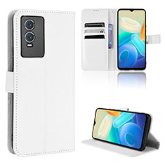 Funda de Cuero Cartera con Soporte Carcasa BY1 para Vivo Y74s 5G Blanco