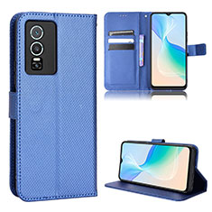 Funda de Cuero Cartera con Soporte Carcasa BY1 para Vivo Y76 5G Azul