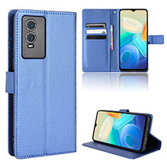 Funda de Cuero Cartera con Soporte Carcasa BY1 para Vivo Y76s 5G Azul