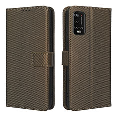 Funda de Cuero Cartera con Soporte Carcasa BY1 para Wiko Power U20 Marron