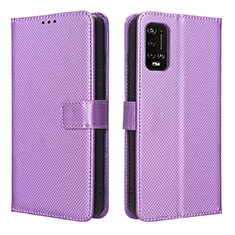 Funda de Cuero Cartera con Soporte Carcasa BY1 para Wiko Power U20 Morado