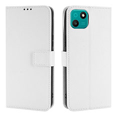 Funda de Cuero Cartera con Soporte Carcasa BY1 para Wiko T10 Blanco