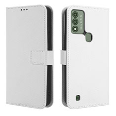 Funda de Cuero Cartera con Soporte Carcasa BY1 para Wiko Voix Blanco