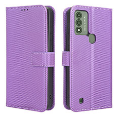 Funda de Cuero Cartera con Soporte Carcasa BY1 para Wiko Voix Morado