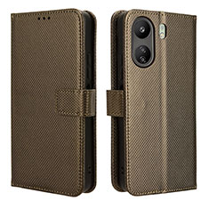 Funda de Cuero Cartera con Soporte Carcasa BY1 para Xiaomi Redmi 13C Marron