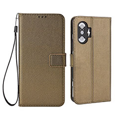 Funda de Cuero Cartera con Soporte Carcasa BY1 para Xiaomi Redmi K40 Gaming 5G Marron