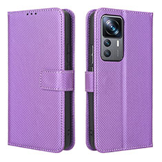 Funda de Cuero Cartera con Soporte Carcasa BY1 para Xiaomi Redmi K50 Ultra 5G Morado