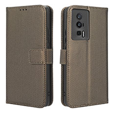 Funda de Cuero Cartera con Soporte Carcasa BY1 para Xiaomi Redmi K60 5G Marron