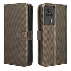 Funda de Cuero Cartera con Soporte Carcasa BY1 para Xiaomi Redmi K60E 5G Marron