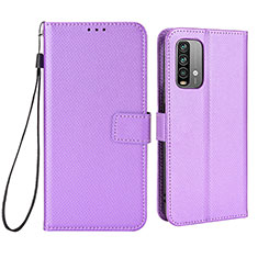 Funda de Cuero Cartera con Soporte Carcasa BY1 para Xiaomi Redmi Note 9 4G Morado