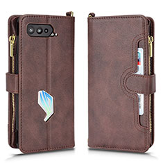 Funda de Cuero Cartera con Soporte Carcasa BY2 para Asus ROG Phone 5 ZS673KS Marron