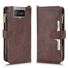 Funda de Cuero Cartera con Soporte Carcasa BY2 para Asus Zenfone 7 Pro ZS671KS Marron