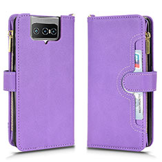 Funda de Cuero Cartera con Soporte Carcasa BY2 para Asus Zenfone 7 Pro ZS671KS Morado