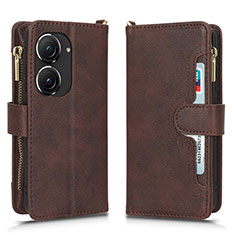 Funda de Cuero Cartera con Soporte Carcasa BY2 para Asus Zenfone 9 Marron