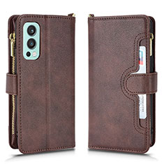 Funda de Cuero Cartera con Soporte Carcasa BY2 para OnePlus Nord 2 5G Marron