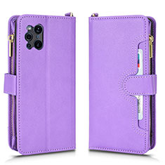 Funda de Cuero Cartera con Soporte Carcasa BY2 para Oppo Find X3 Pro 5G Morado